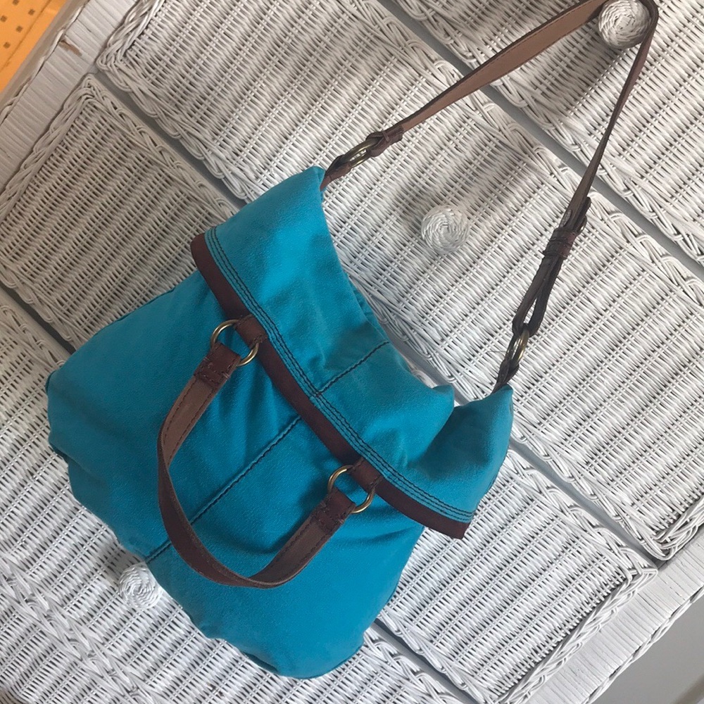 Lucky Brand Bandit Canvas Fold over hobo style bag